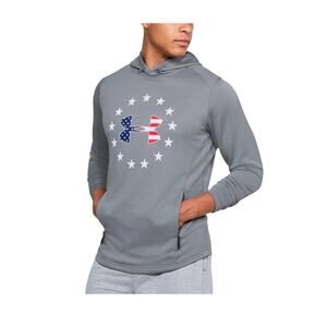 Mens Under Armour Freedom Tech Terry PO Hoodie American Flag Fitted Hoodie Large